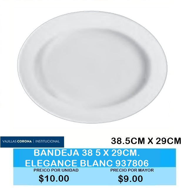 BANDEJA 38.5 CM X 29CM ELEGANCE BLANC