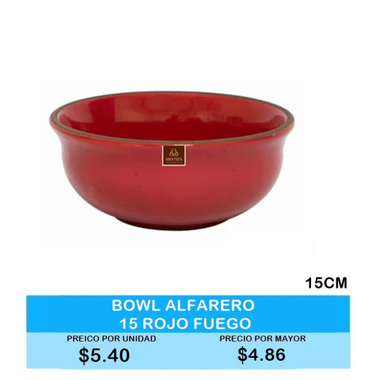 Bowl Alfarero 15cm Rojo Fuego