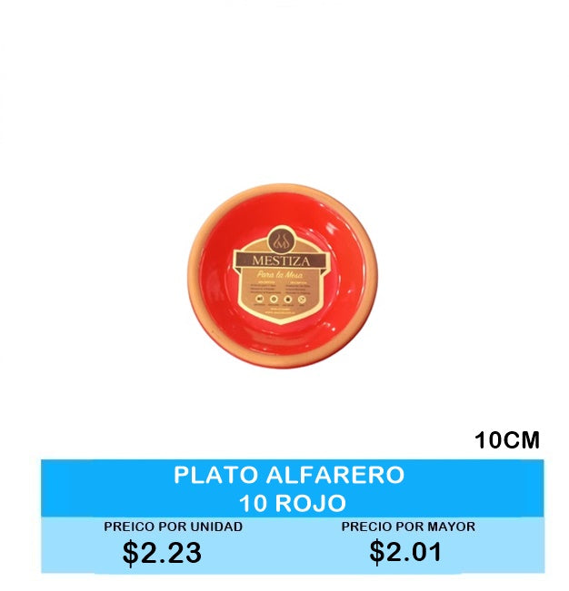 Plato Alfarero 10cm Rojo Fuego