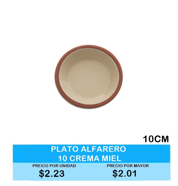 Plato Alfarero 10cm Crema Miel