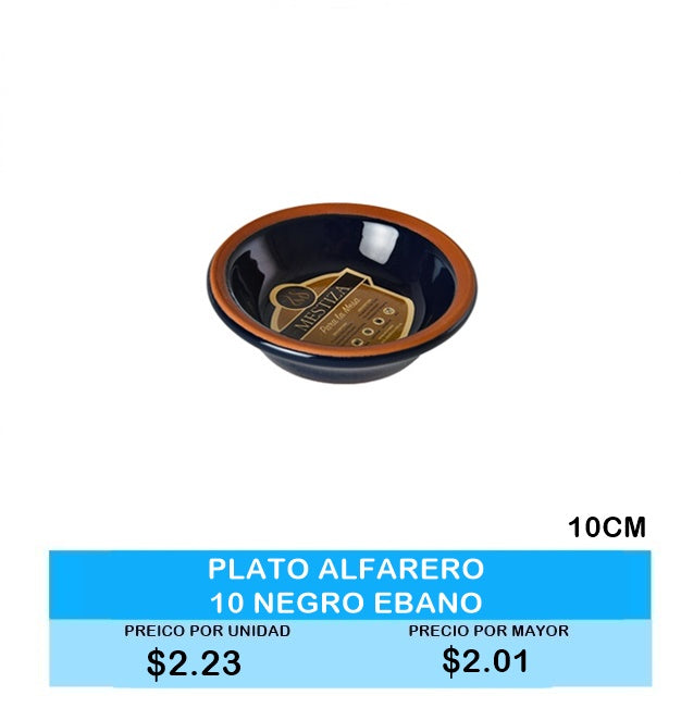 Plato Alfarero 10cm Negro Ebano