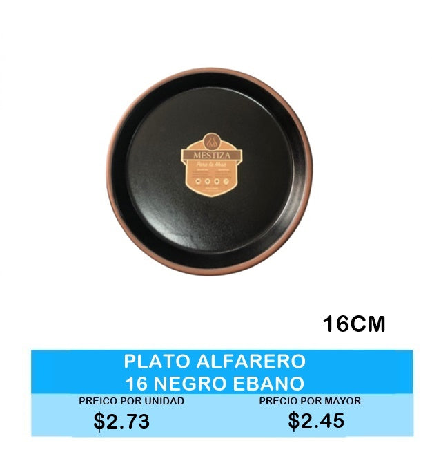 Plato Alfarero 16cm Negro Ebano