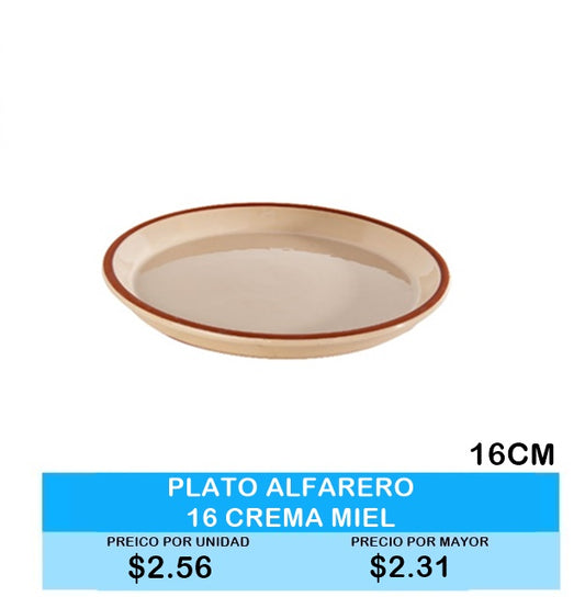 Plato Alfarero 16cm Crema Miel