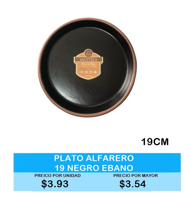 Plato Alfarero 19cm Negro Ebano