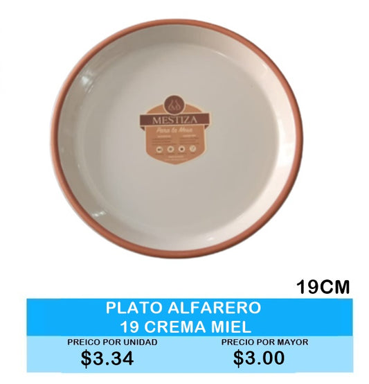 Plato Alfarero 19cm Crema Miel