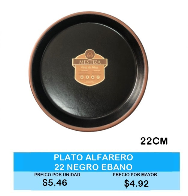 Plato Alfarero 22cm Negro Ebano