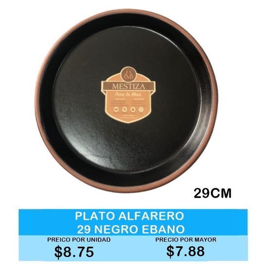 Plato Alfarero 29cm Negro Ebano