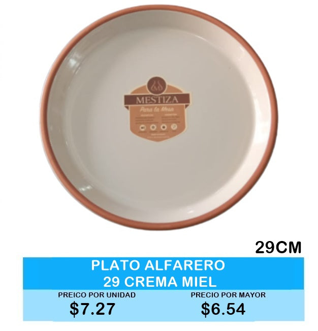 Plato Alfarero 29cm Crema Miel