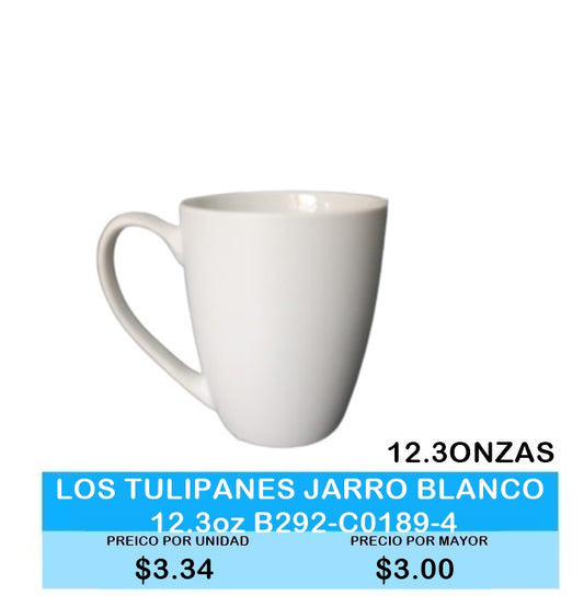 Los Tulipanes Jarro Blanco 12.3onz