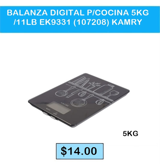 BALANZA DIGITAL PARA COCINA 5KG 11 LIBRAS EK9331 107208 KAMRY