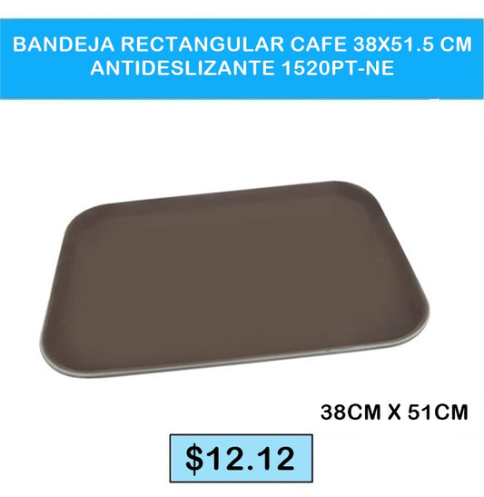BANDEJA ANTIDESLIZANTE RECTANGULAR CAFE 38X51.5 CM 1520PT-NE