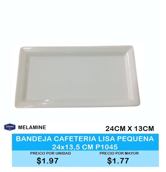 BANDEJA CAFETERÍA LISA PEQUEÑA 24x13,5 CM P1045BLANCO