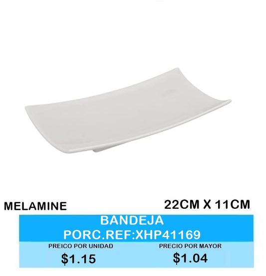 BANDEJA MELAMINE 22 CM X 11 CM