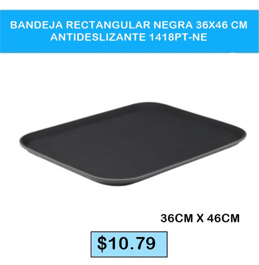 BANDEJA ANTIDESLIZANTE RECTANGULAR 36 X 46CM  NEGRO
