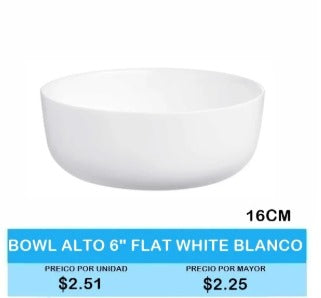BOWL ALTO 6 FLAT WHITE BLANCO
