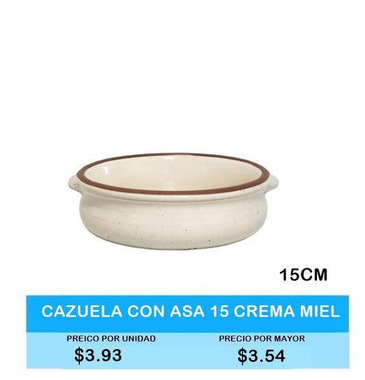 CAZUELA CON ASA 15CM CREMA MIEL