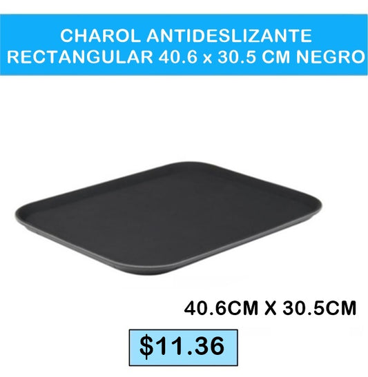 BANDEJA ANTIDESLIZANTE RECTANGULAR 40.6 X 30.35 CM  NEGRO