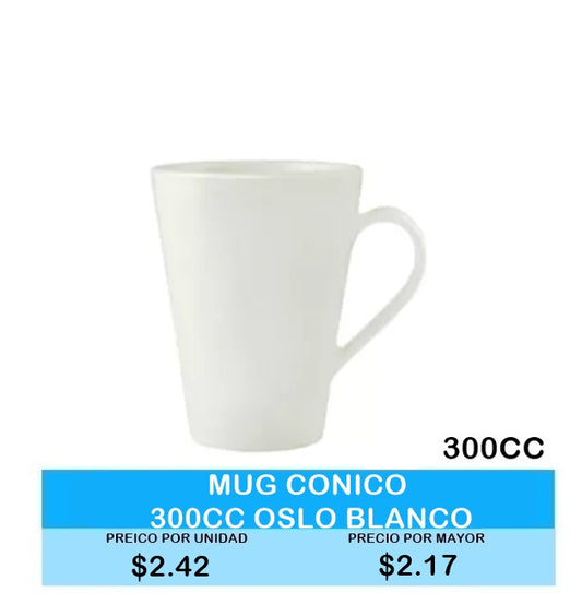 MUG CONICO 300CC OSLO BLANCO