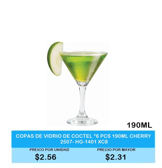 COPA DE VIDRIO COCTEL 190 ML CHERRY