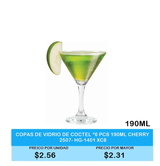 COPA DE VIDRIO COCTEL 190 ML CHERRY