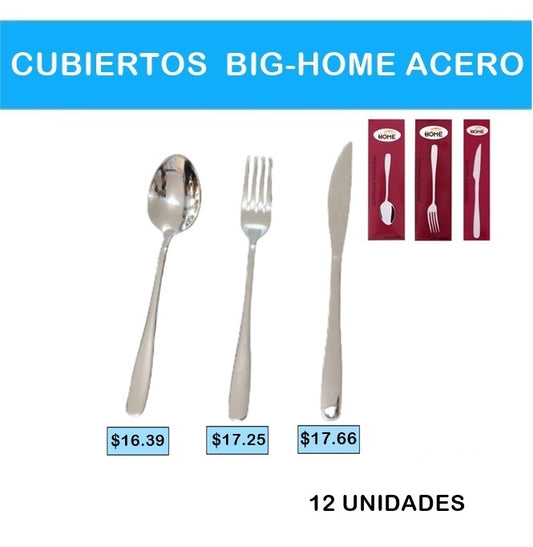 CUBIERTOS BIG HOME ACERO 12 UNIDADES