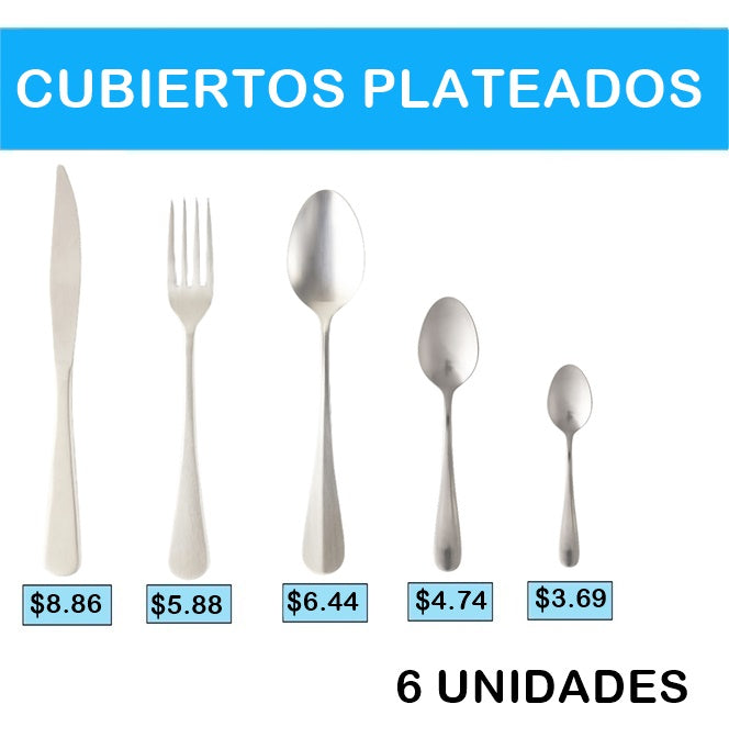 CUBIERTOS PLATEADOS 6 UNIDADES