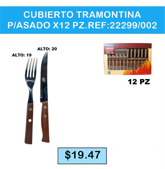 CUBIERTOS TRAMONTINA PARA ASADO 12 PIEZAS  20 CM