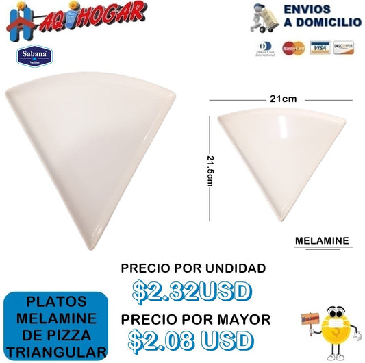 Plato Melamine de Pizza Triangular