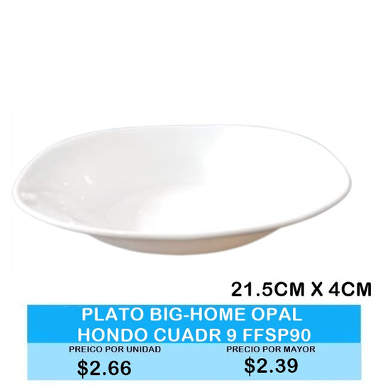 Plato hondo cuadrado 21.5cm diametro