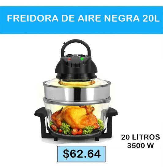 FREIDORA DE AIRE NEGRA 20 LITROS 3500 W