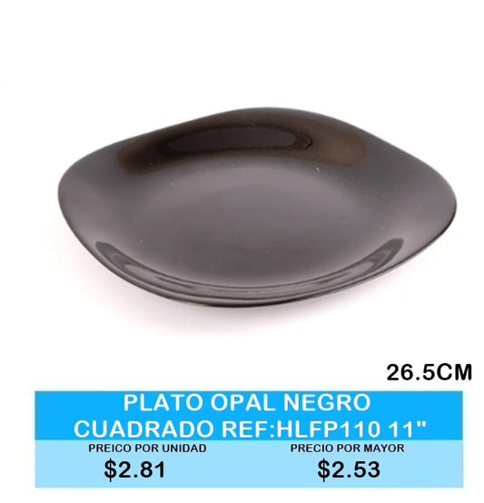 PLATO CUADRADO NEGRO  OPAL 26.5 cm
