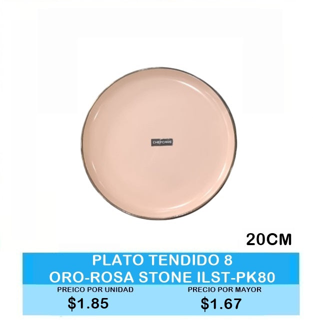 PLATO TENDIDO 8  ORO-ROSA STONE ILST PK80