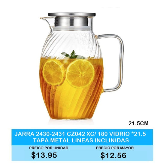 JARRA TAPA METAL CON LINEAS INCLINADAS 21. CM 2430 2431 CZ042 XC