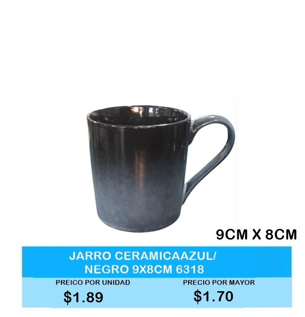 JARRO CERAMICA AZUL/NEGRO 6318
