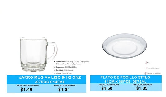 JARRO MUG AV LISO 9 ONZAS 0149AL PLATO STYLO 0672AL