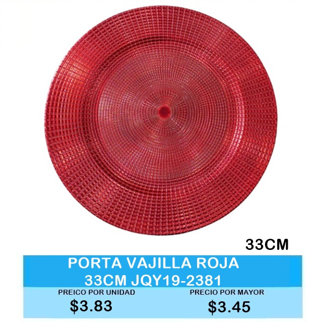 Porta Vajilla Roja  33cm  JQY19-2381