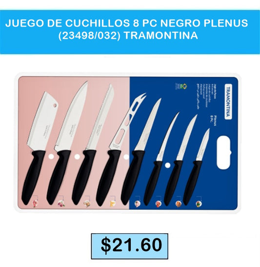 JUEGO DE CUCHILLOS TRAMONTINA 8 PZS NEGRO PLENUS