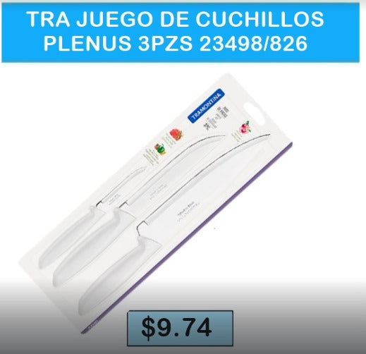 JUEGO DE CUCHILLOS TRAMONTINA PLENUS 3 PIEZAS