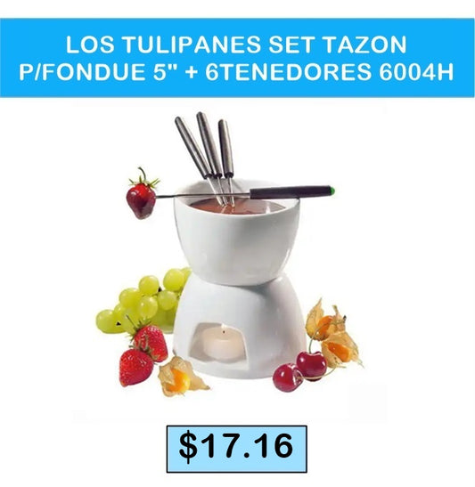 LOS TULIPANES SET TAZON P/FONDUE 5 + 6 TEEDORES 6004H