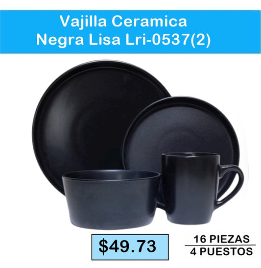 VAJILLA CERAMICA NEGRA LISA LRI-0537(2)