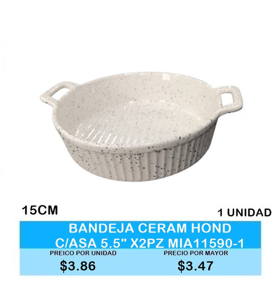 BANDEJA CERAMICA HONDA CON ASA 5.5/15CM