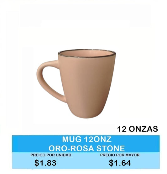 MUG 12 ONZAS ORO ROSA STONE