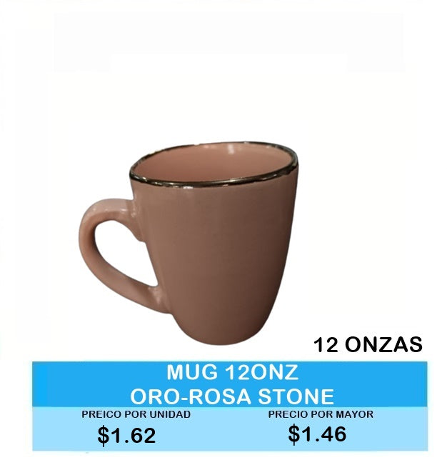 MUG 12 ONZ  ORO-ROSA STONE