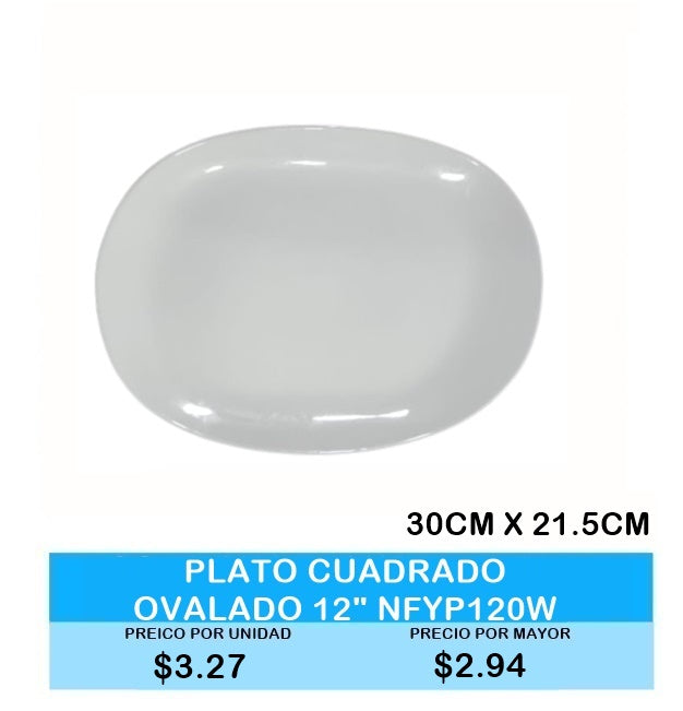 PLATO CUADRADO OVALADO 12" NFYP120W