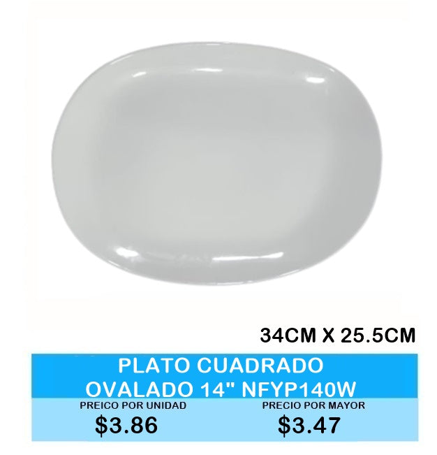 PLATO CUDRADO OVALADO 14" NFYP140W