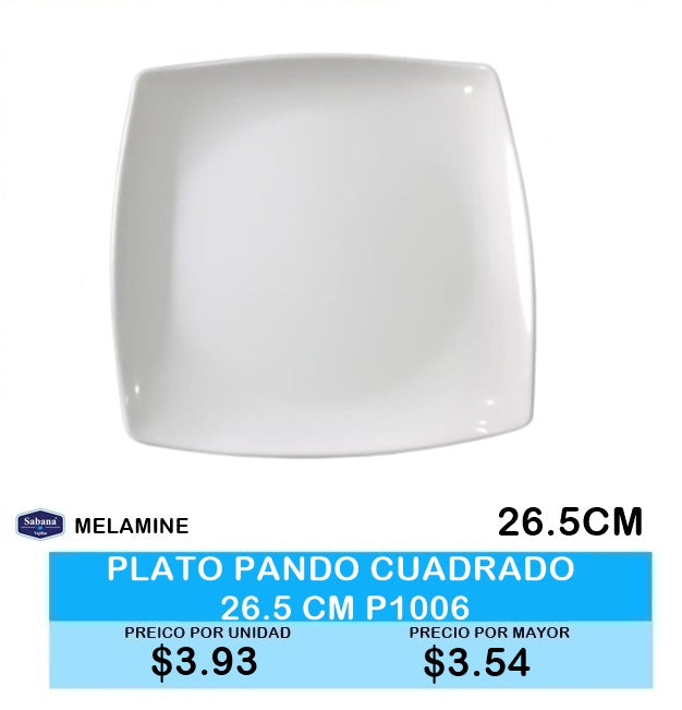 Plato Pando Cuadrado 26.5 CM