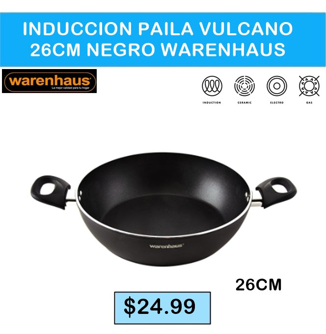 INDUCCION PAILA VULCANO 26CM NEGRO WARENHAUS