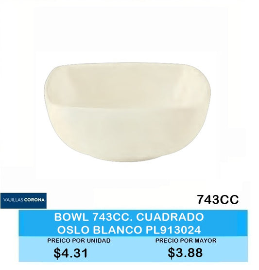 Bowl  Cuadrado 743 CC OSLO BLANCO