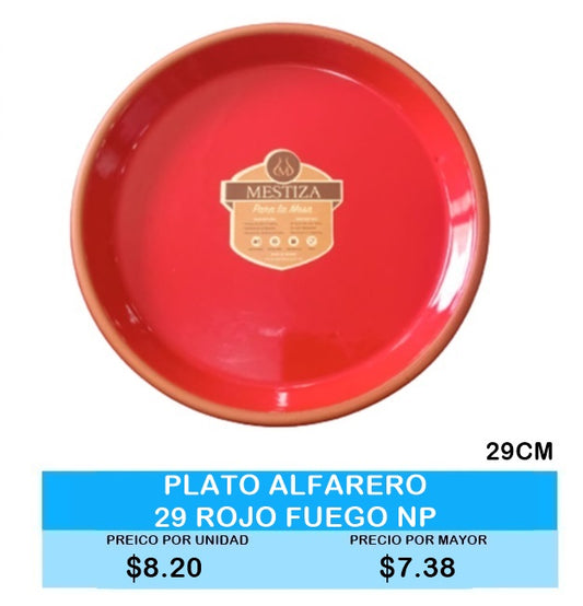 Plato Alfarero 29cm Rojo Fuego