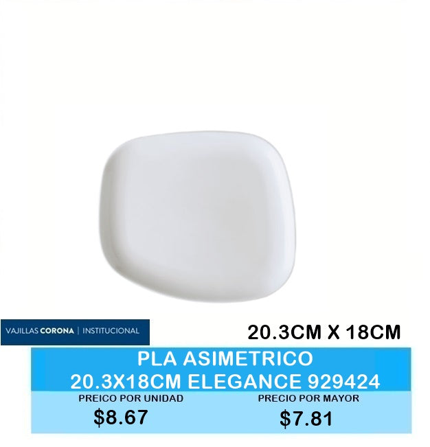 PLATO ASIMETRICO ELEGANCE 929424 23 CM X 18 CM